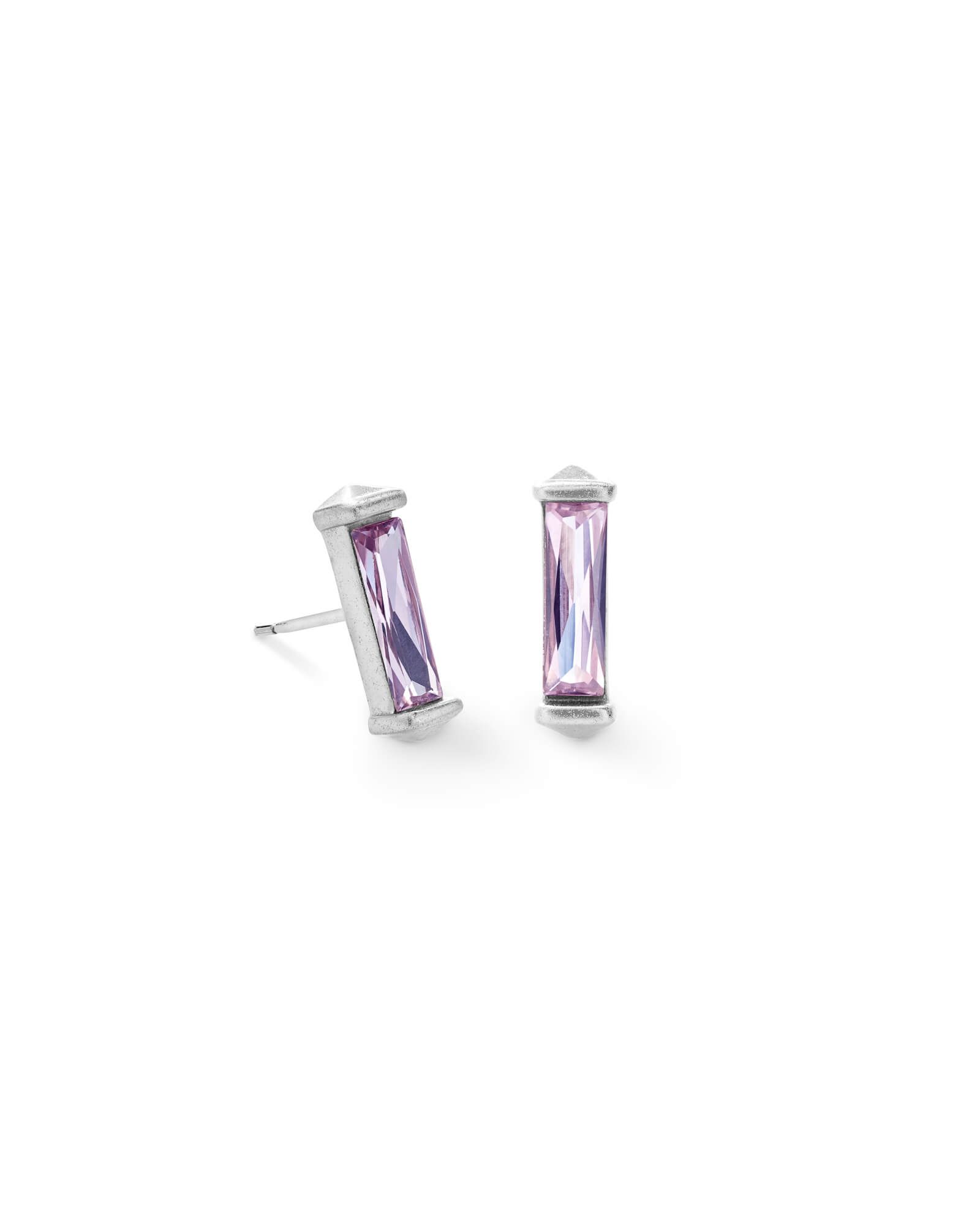 Fletcher Silver Stud Earrings in Lilac Crystal | Kendra Scott