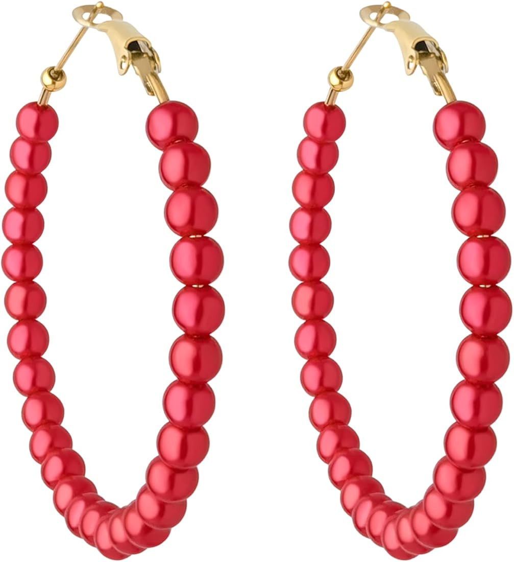 Pearl Hoop Earrings for Women Fashion Dangle Hypoallergenic Layer Earrings Drop Dangle Earrings G... | Amazon (US)