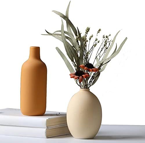 Abbittar Ceramic Vase Set of 2, Small Flower Vases for Rustic Home Decor, Modern Farmhouse Decor,... | Amazon (US)