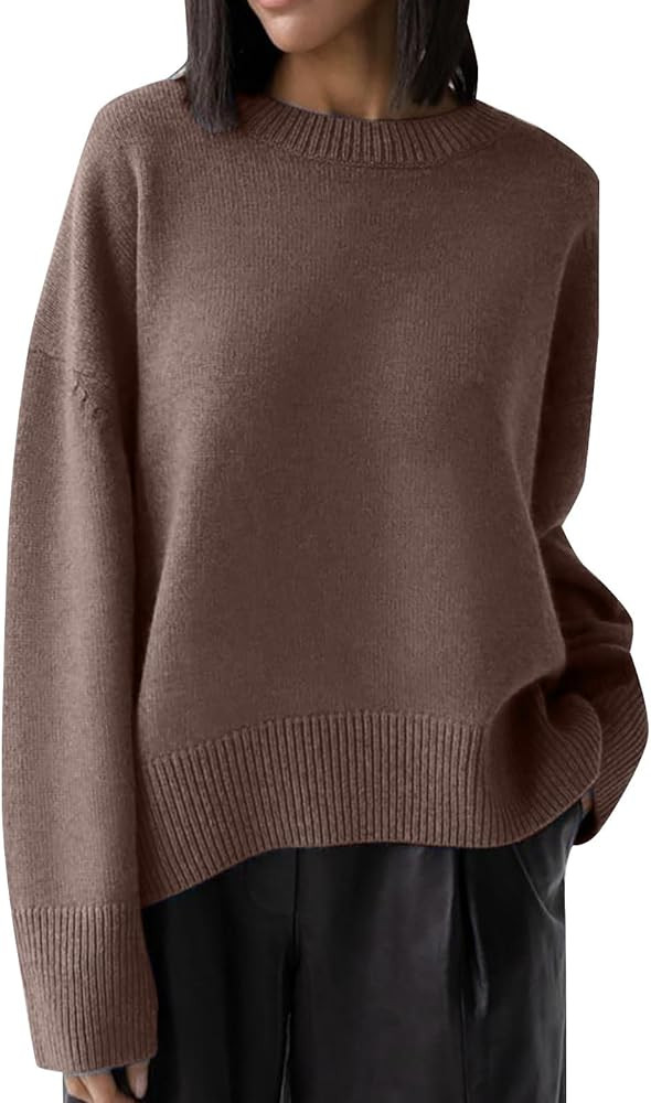 Fall Sweaters for Women Loose Super Soft Knit Top Womens Striped Pullover Sweater Pullover Long S... | Amazon (US)