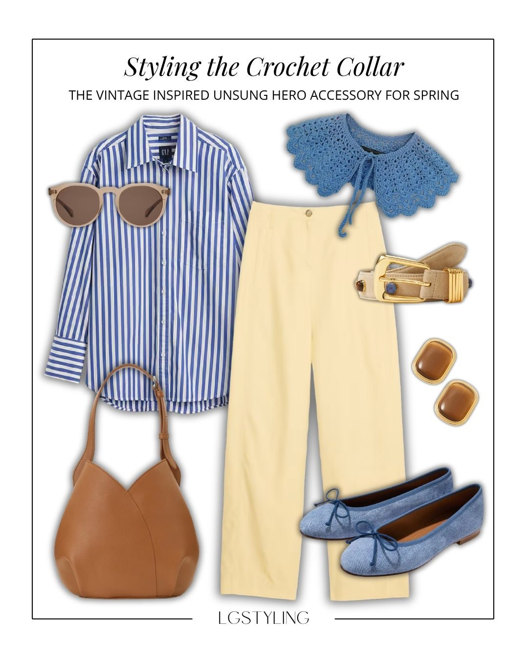 Striped Shirt + Butter Yellow Trousers

The crochet collar is the easiest way to elevate your everyday spring basics. Layered over a classic blue striped button-down, it instantly softens the look while adding that vintage-inspired detail that feels both polished and playful. Paired with butter yellow trousers (a key color trend this season), neutral accessories, and chic ballet flats, this outfit strikes the perfect balance between tailored and feminine.

#LTKSpring #LTKStyle #SpringOutfits #EffortlessStyle #FrenchGirlStyle #BalletFlats #SpringFashion #ElevatedBasics #WhatToWear #ClassicStyle

 