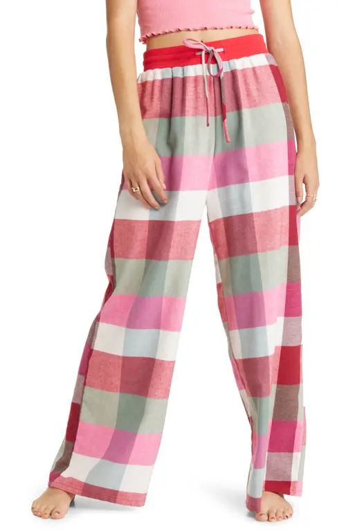 BP. Flannel Pajama Pants in Red Lipstick Checkered Plaid at Nordstrom, Size Xx-Small | Nordstrom