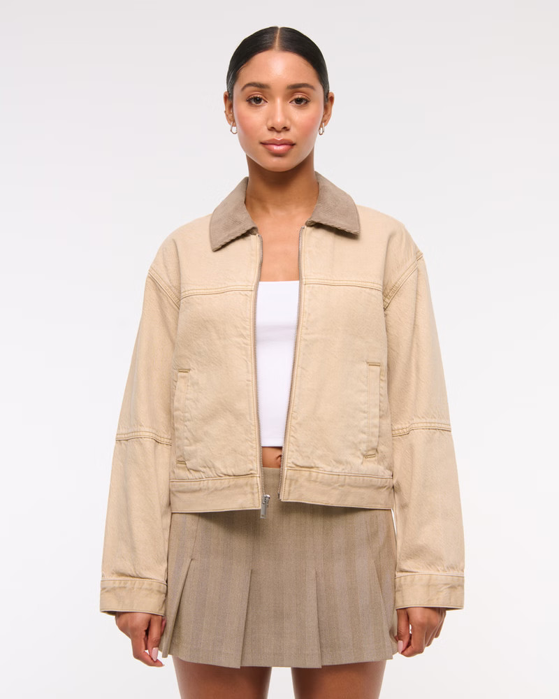 Women's Denim Workwear Jacket | Women's 25% Off Select Styles | Abercrombie.com | Abercrombie & Fitch (UK)