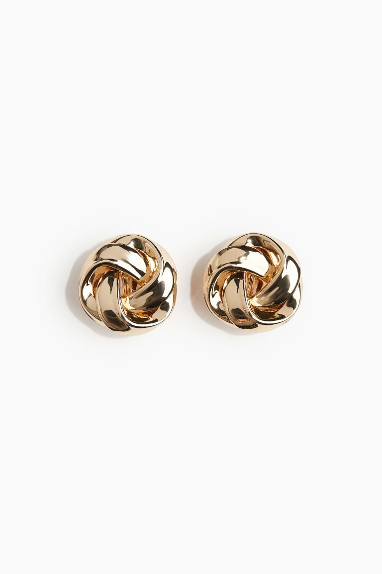 Knot-look clip earrings - Gold-coloured - Ladies | H&M GB | H&M (UK, MY, IN, SG, PH, TW, HK)
