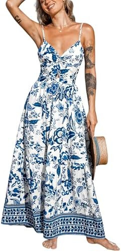 CUPSHE Women's Maxi Dress Floral Print Twisted V Neck Sleeveless Long Dress Summer Casual Dress | Amazon (US)