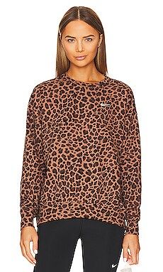 Nike All-over Leopard Print Crew Neck in Archaeo Brown from Revolve.com | Revolve Clothing (Global)