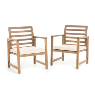 Emilano Set of 2 Acacia Wood Club Chair - Natural Stained - Christopher Knight Home | Target