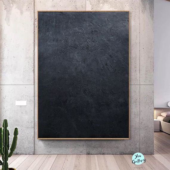 Large Black Abstract Painting, Black Painting, Black Textured Art, Texture Painting, Wabisabi Dar... | Etsy (US)