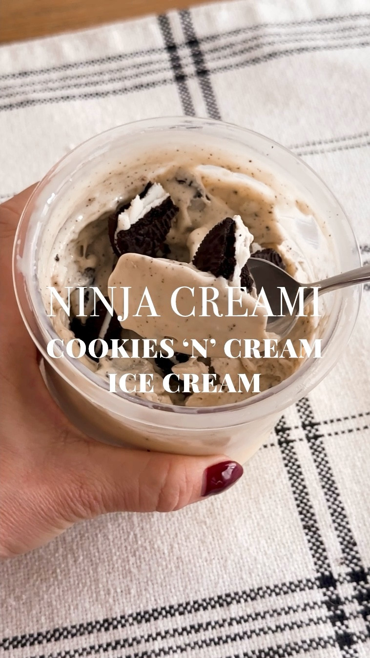 COOKIES ‘N’ CRÈME NINJA CREAMI

Ingredients: 
• 1 cup Fairlife 2% Milk
• 1 scoop Vanilla Protein Powder (I use Simply Vanilla by @cleansimpleeats)
• 2 tbsp. Sugar-Free Vanilla Pudding Mix
• 1 tsp. Vanilla Extract
• Oreos

Directions:

Take a Ninja Creami pint container and fill it up with all the ingredients except Oreos.

Next, take your frother and froth until all are combined. If you do not have a frother you can use a blender.

Freeze the mix for at least 8 hours but I typically like to do it overnight for about 24 hours so it can completely harden. 
Take the container out and put it into the Ninja Creami and then blend on “Lite Ice Cream.” 
Remove from the Ninja Creami and check to see what it looks like. 
If it has a nice creamy texture then you can skip the next step. However, if the ice cream looks crumbly or a little stiff, make a hole in the middle and add about 1-2 tsp. of milk. 
If needing to add milk, put it back in the machine and hit “re-spin”. 
Break up some Oreos and put them into the pint and hit “mix-ins” on the Ninja Creami.

After it’s done mixing, take it out, add some more Oreo crumbles on top and enjoy! 

#LTKHome #LTKGiftGuide