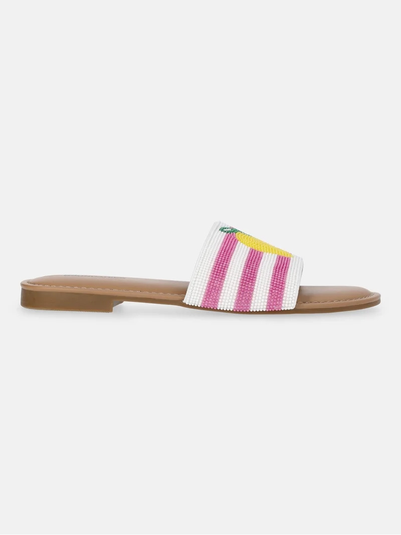 No Boundaries Women's Beaded Slide Sandals - Walmart.com | Walmart (US)