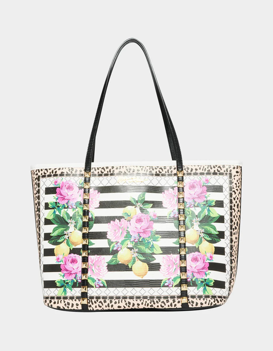 SEEING STRIPES TOTE BLACK/WHITE | Betsey Johnson