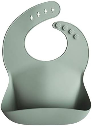 mushie Silicone Baby Bib | Adjustable Fit Waterproof Bibs (Cambridge Blue) | Amazon (US)