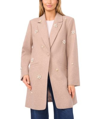 CeCe Women's Peak Lapel Single Breasted Long Sleeve Coat - Macy's | Macy's