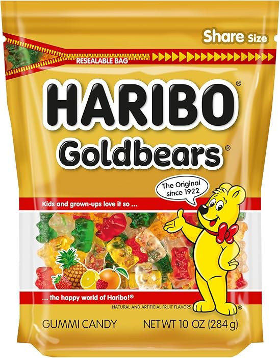 HARIBO Goldbears, Gummi Candy, 10 oz Resealable Bag, Assorted Flavors | Amazon (US)