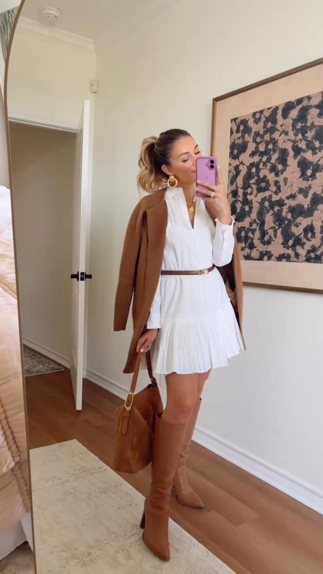 Back in stock!!

‼️‼️
Fall work outfit. Office outfit. Preppy outfit. Shirt dress. Boots outfit. Dress and boots. Fall photoshoot. Layered necklace. camel sweater. Suede purse. J crew. Nordstrom. Belt. Good earrings #LTKautumn

#LTKFindsUnder100 #LTKWorkwear