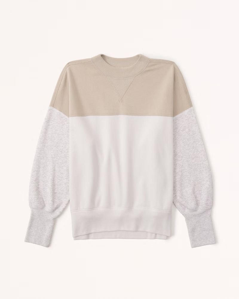 Women's Oversized Colorblock Tunic Crew Sweatshirt | Women's Tops | Abercrombie.com | Abercrombie & Fitch (US)