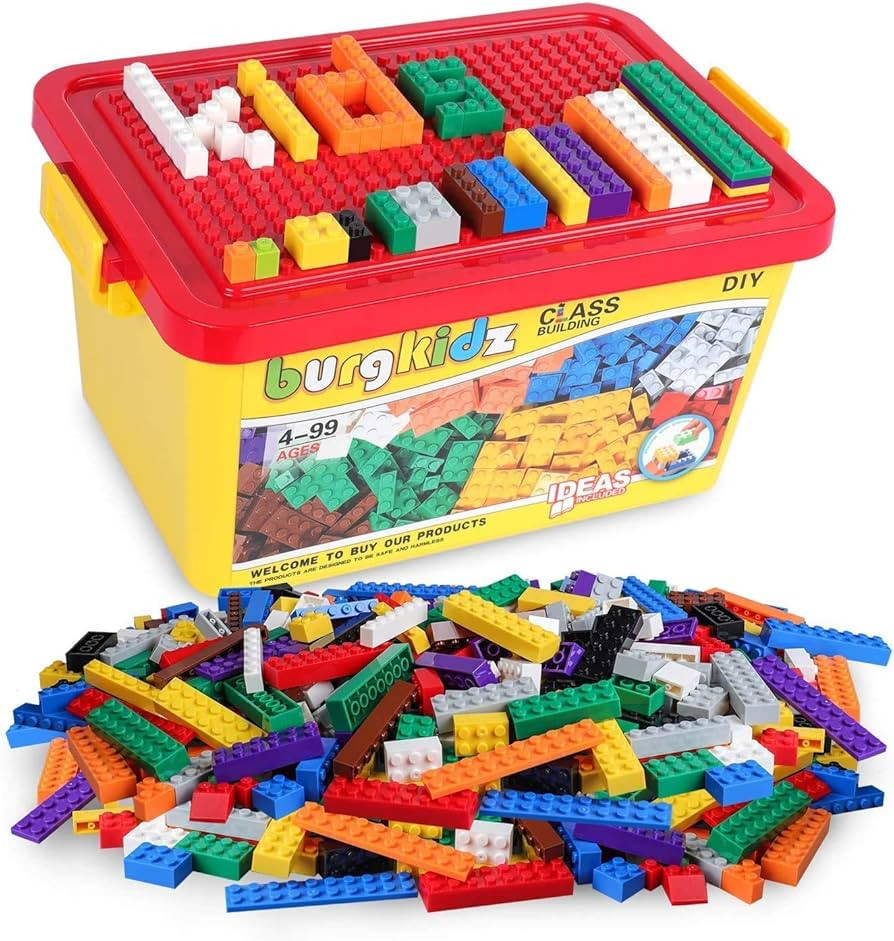 Building Bricks 520 Pieces Set, 500 Basic Building Blocks in 17 Shapes Includes Wheels, Door, Win... | Amazon (CA)
