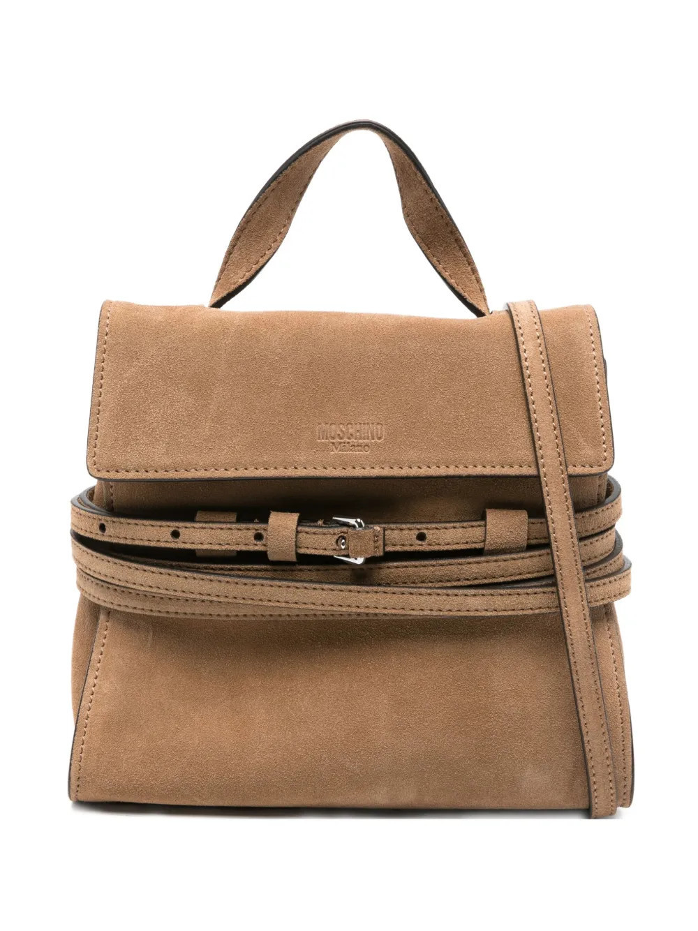 Moschino small Tie Me suede tote bag - Brown | Farfetch Global