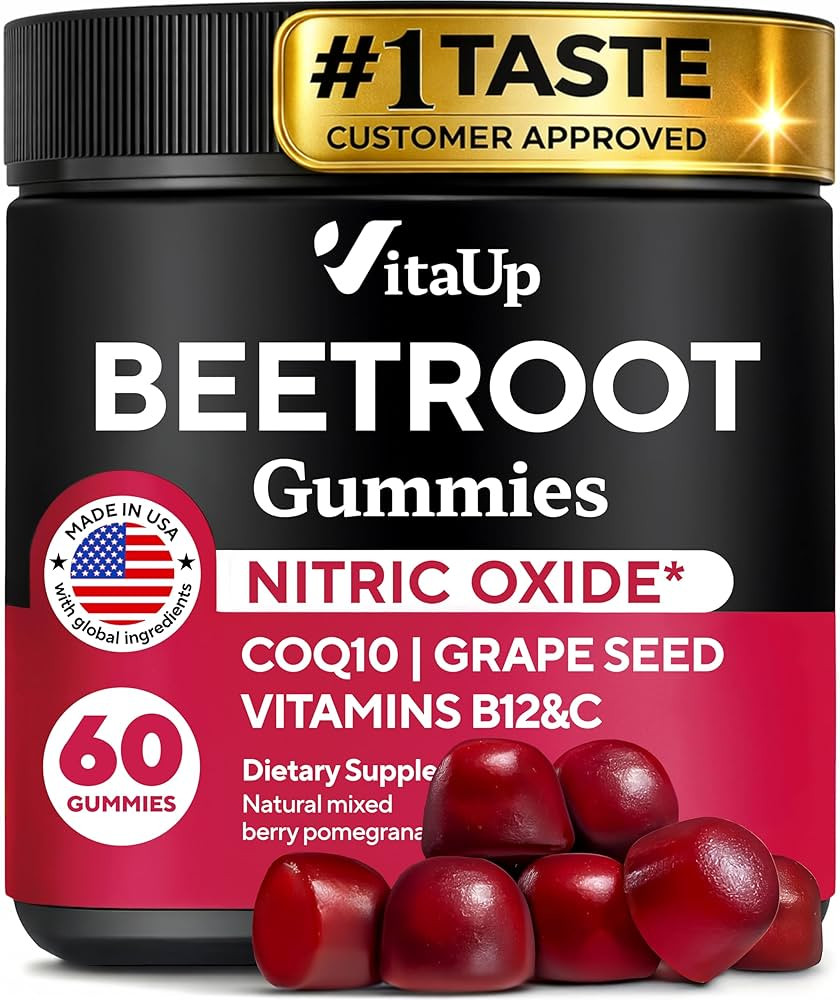 Beet Root Gummies – Nitric Oxide Beets Supplements – with CoQ10, Grape Seed, Vitamin C, B12 &... | Amazon (US)