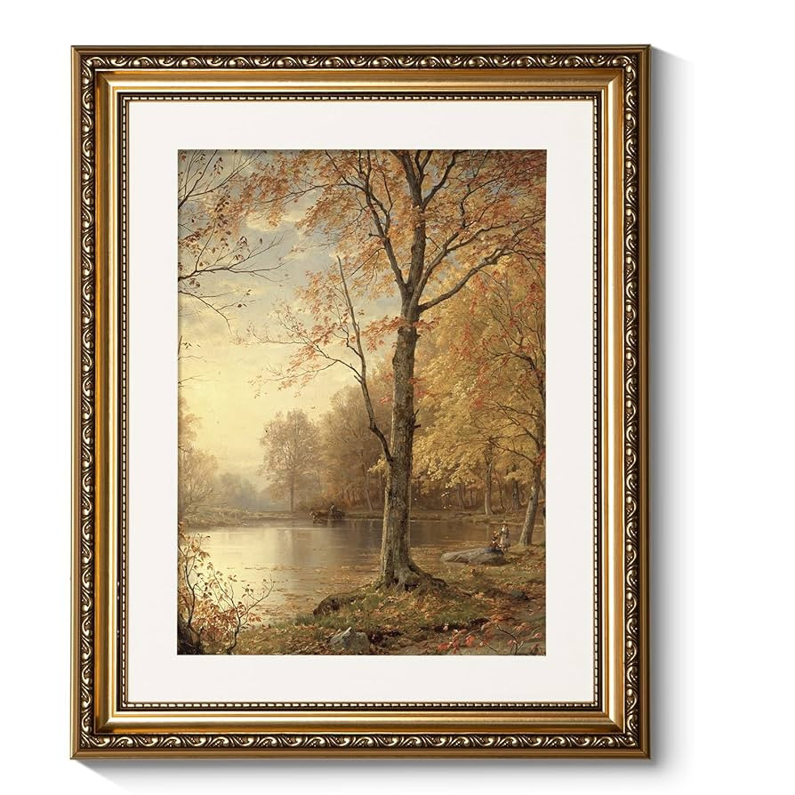 ARPEOTCY Vintage Gold Framed Wall Art Room Decor, 13x16 inch Classic Fall River Stream Landscape ... | Amazon (US)