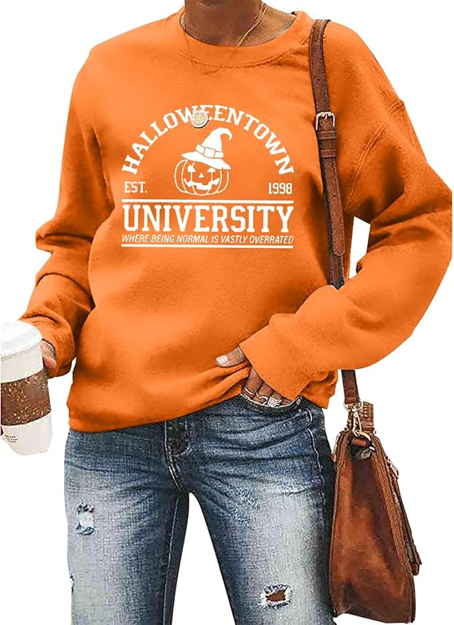 UNIQUEONE Halloween Sweatshirts for Women Halloweentown University Shirt Funny Party Spooky Acade... | Amazon (US)