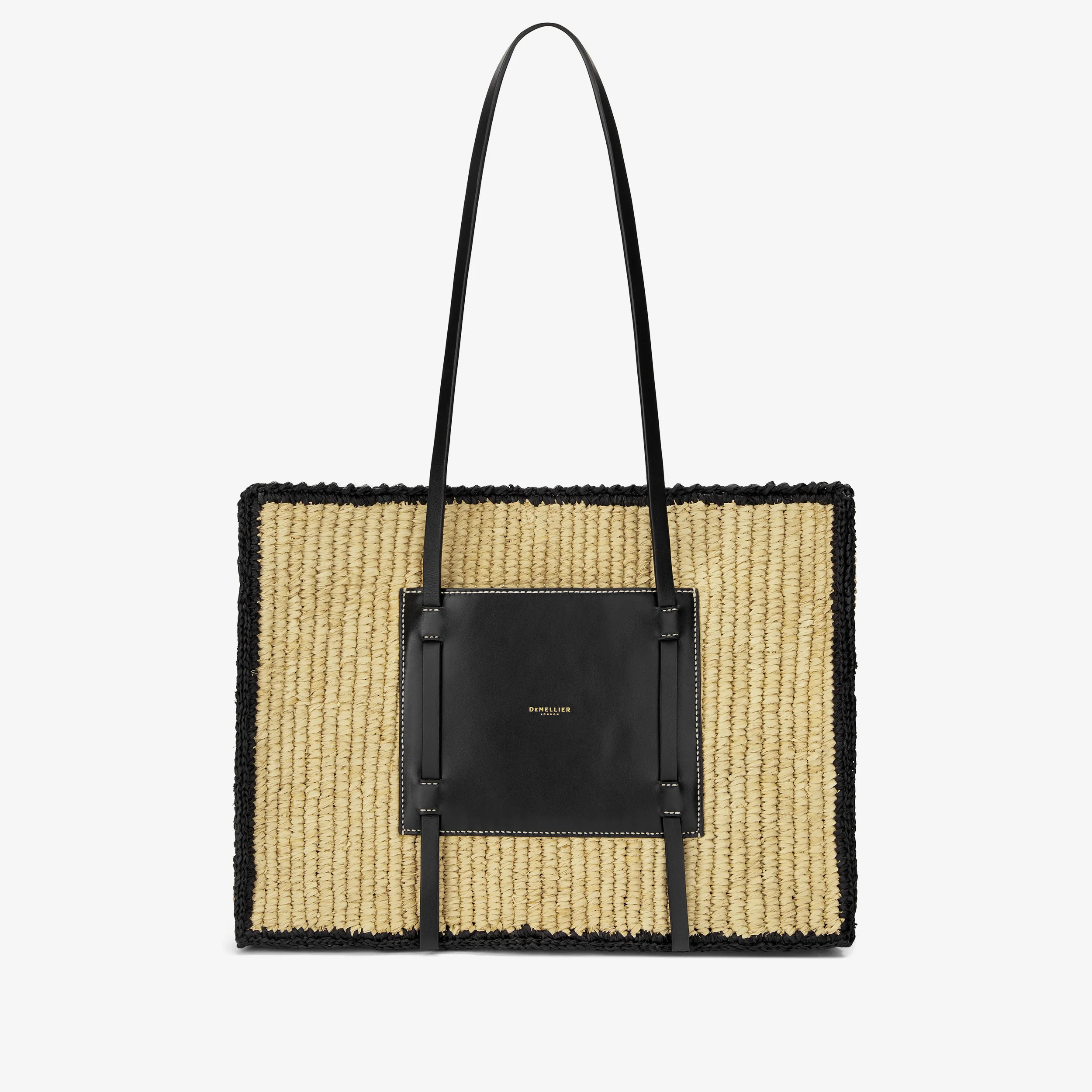 The Capri | Natural Raffia & Black Smooth | DeMellier | DeMellier