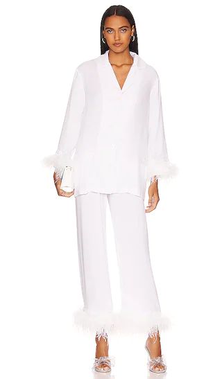 Pajama Set with Double Feathers in White | Revolve Clothing (Global)
