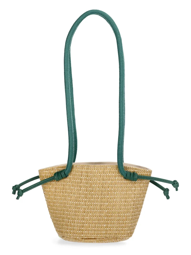 Wonder Nation Girls Lemon Straw Crossbody Bag, Green | Walmart (US)