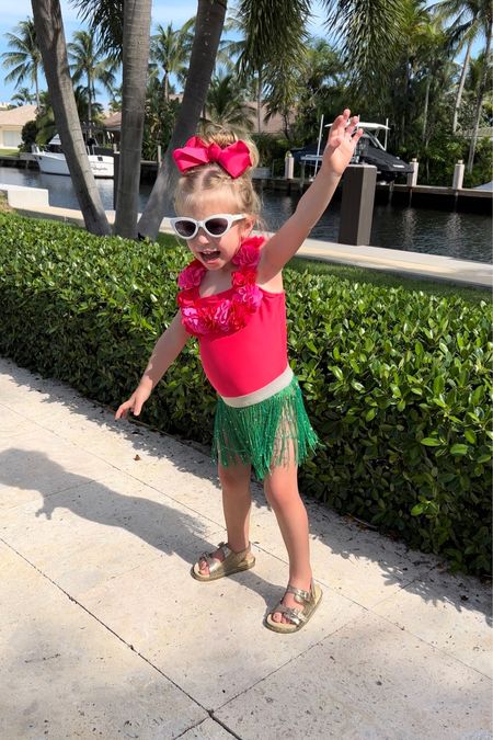 Toddler girl hula swimsuit cover up skirt 
Mini Melissa gold glitter sandals 

#LTKtravel #LTKswim #LTKkids