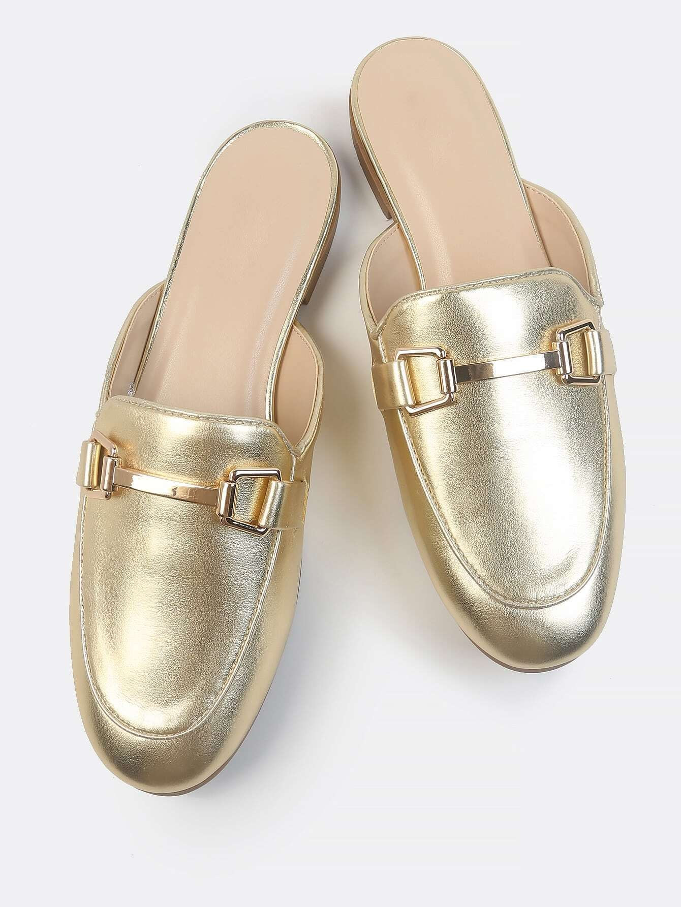 Metallic Loafer Slides GOLD | MakeMeChic.com