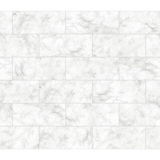 Brewster White Marble Tile Wall Applique Peel and Stick Backsplash, White & Off-White | The Home Depot