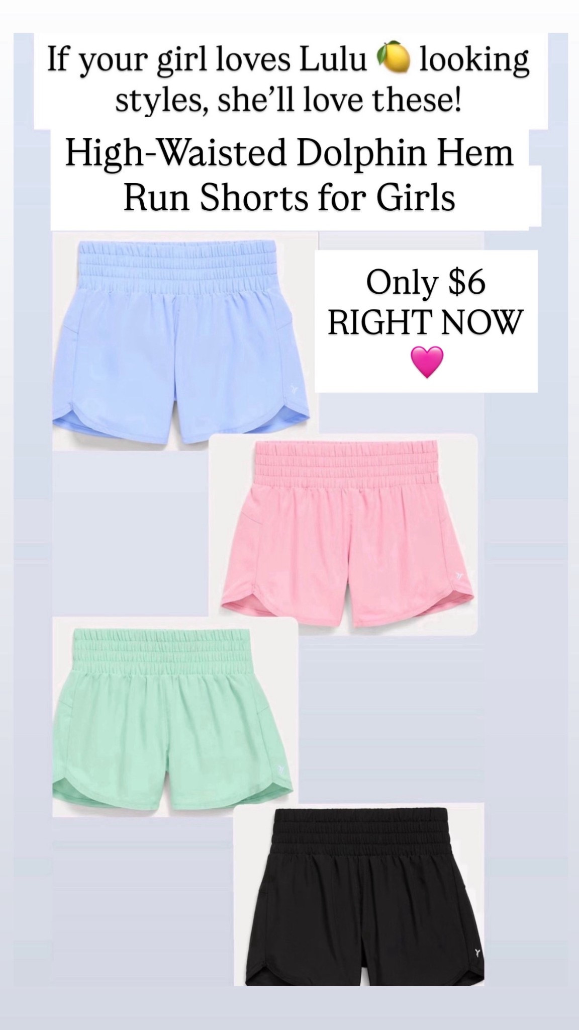 I wanna make sure I share these, too! Only six dollar shorts for girls.

#LTKKids #LTKSaleAlert
