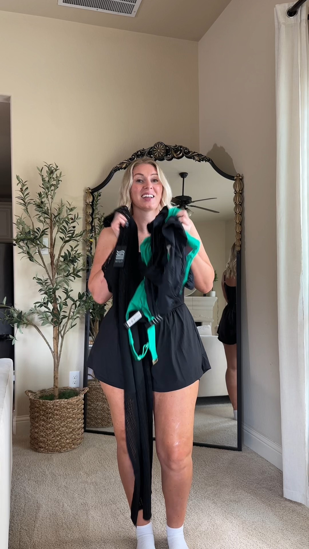 Vetchy swimsuit try on! The green one is definitely my favorite, but I love the black one too with the higher waisted / cheekier bottoms. I love that these suits don’t dig in ANYWHERE! So comfy! I’m wearing a small in the tops and a large in the bottoms. 

#LTKMidsize #LTKFindsUnder100 #LTKSeasonal