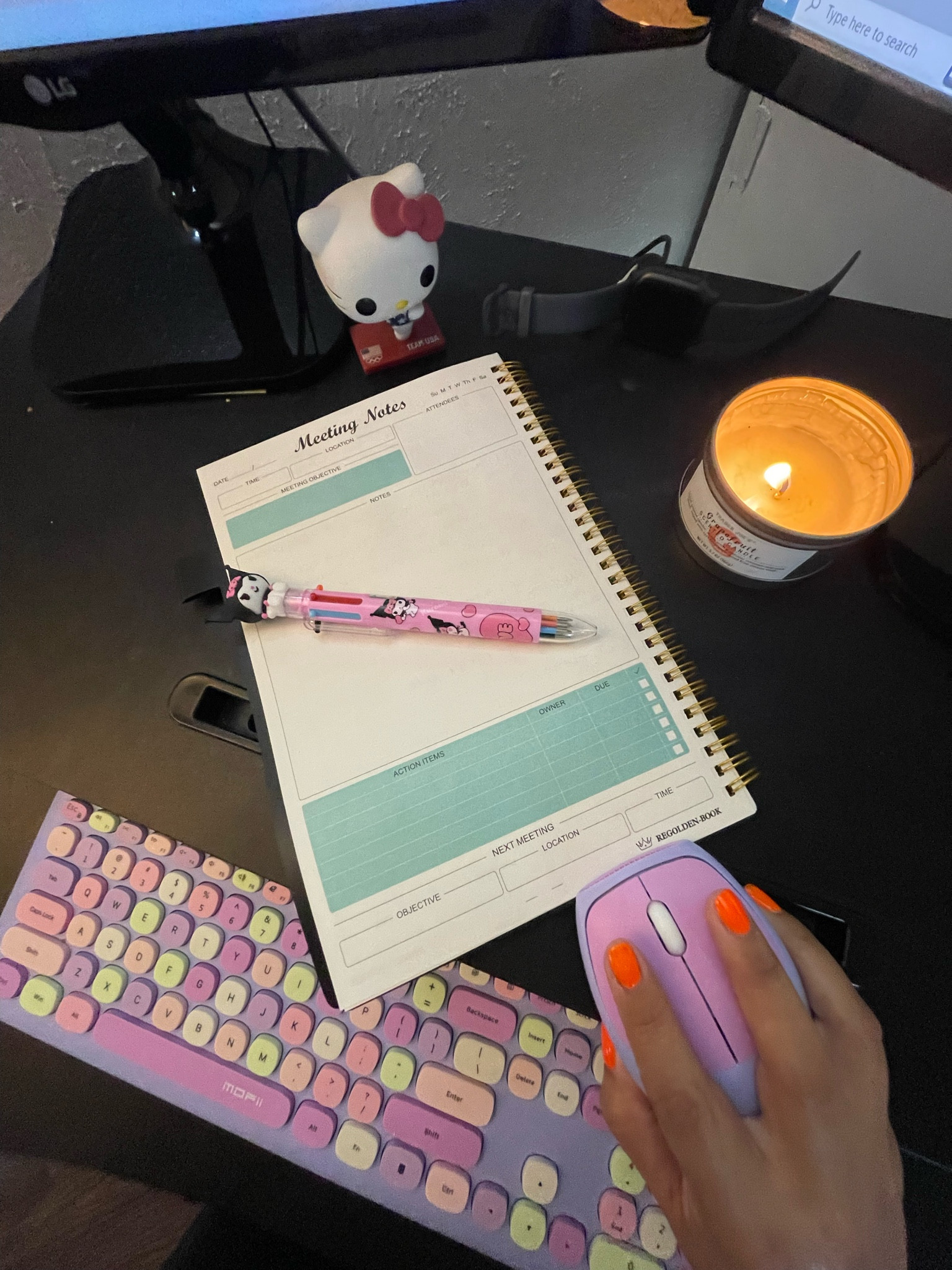 Meeting notebook has been making meetings have meaning! Nothing like knowing exactly what action items I have and what to follow up on. I am enjoying this fun purple, green with pink keyboard to match my kuromi decor 

#LTKunder100 #LTKhome #LTKsalealert
