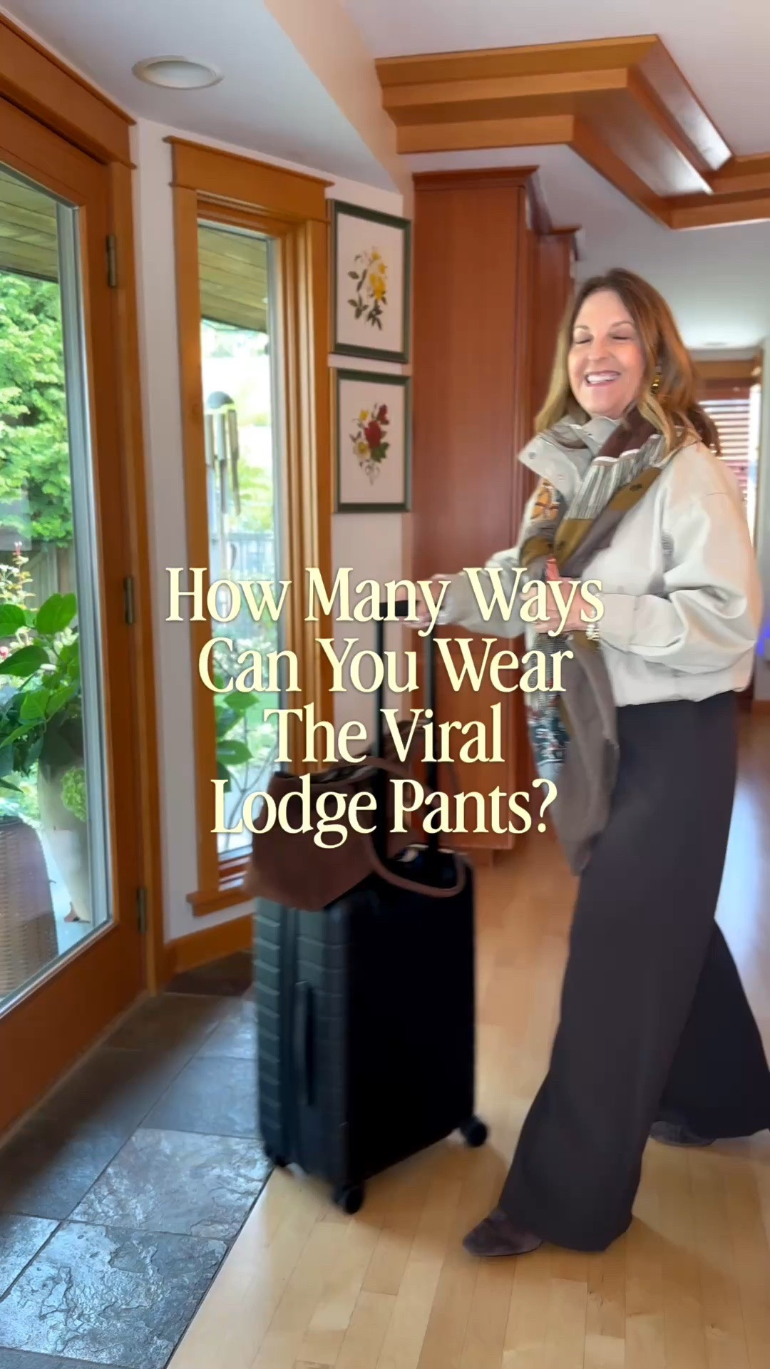 How many ways can you wear the viral Aritzia Lodge Pant? 
I wear mine on repeat and love finding new ways to style them. Traveling with a stand-up collar jacket, 
monochromatic, preppy, argyle, and more, rollneck 3/4 neck collar sweater, and check jacket. Which look is your favorite?

Pants fit trim; I'm wearing a regular size small. They are available in short and tall too. 
Stand collar jacket fits big.  I'm wearing size xxs. 
White zip sweater is fitted.  I'm wearing small.  Argyle is trim. I could wear a small, but I went up to a medium for a roomy fit. Check the jacket fits tts; I'm wearing size XS. Brown sweater fits tts. I'm wearing xs.

#LTKOver40 #LTKSeasonal #LTKTravel