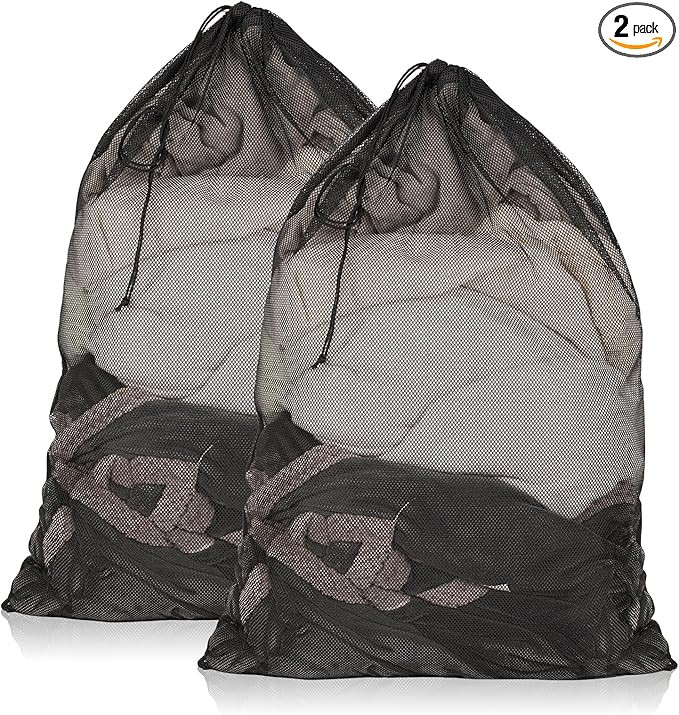 2 Pack Mesh Laundry Bags, 23 x 34 Inches Heavy Duty Mesh Laundry Bag, Large Laundry Drawstring Ba... | Amazon (US)