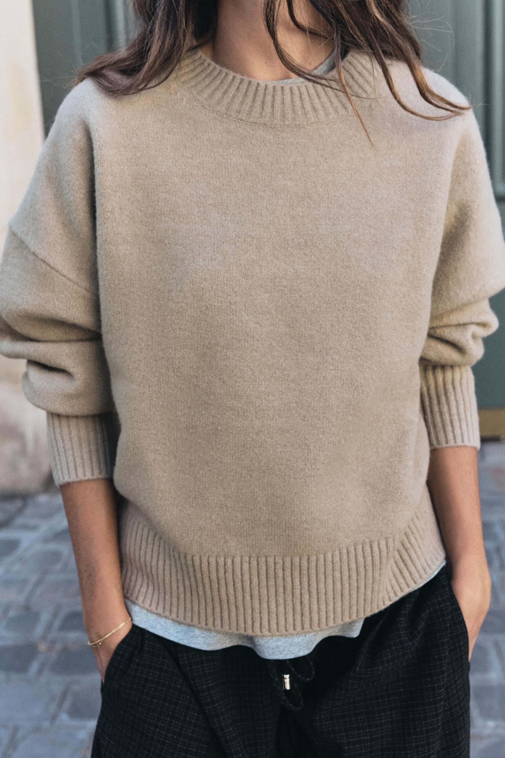 Zara - Soft-Knit Jumper - Taupe Gray - M - Woman | Zara US