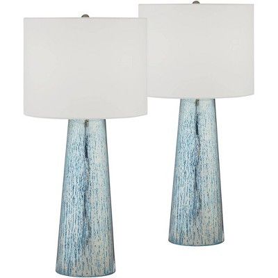 360 Lighting Marcus Modern Table Lamps 30" Tall Set of 2 Mercury Glass Column White Drum Shade for Bedroom Living Room Bedside Nightstand Office Home | Target