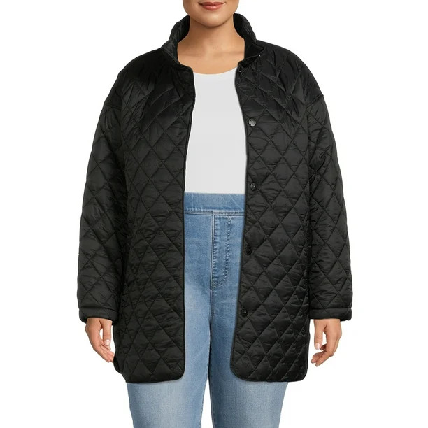 Time and Tru Women's and Plus Quilted Barn Coat - Walmart.com | Walmart (US)