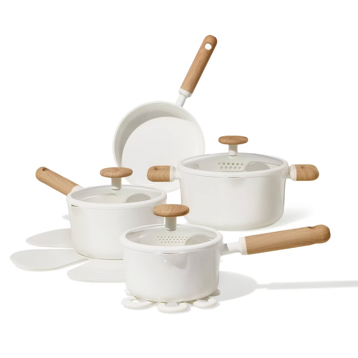 Carote 11pc Ceramic Nonstick Cookware Set Cream | Target