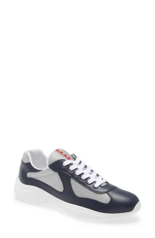 Prada America's Cup Bike Low Top Sneaker in Baltico/argento at Nordstrom, Size 8 | Nordstrom