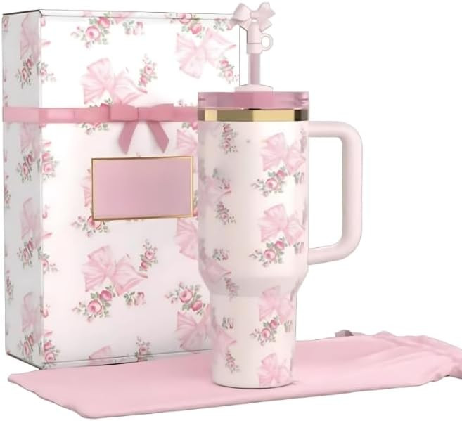 Love Shack Fancy Tumbler 40 oz Quencher H2.0 with box.40oz Tumbler with Handle,Double Wall Vacuum... | Amazon (US)