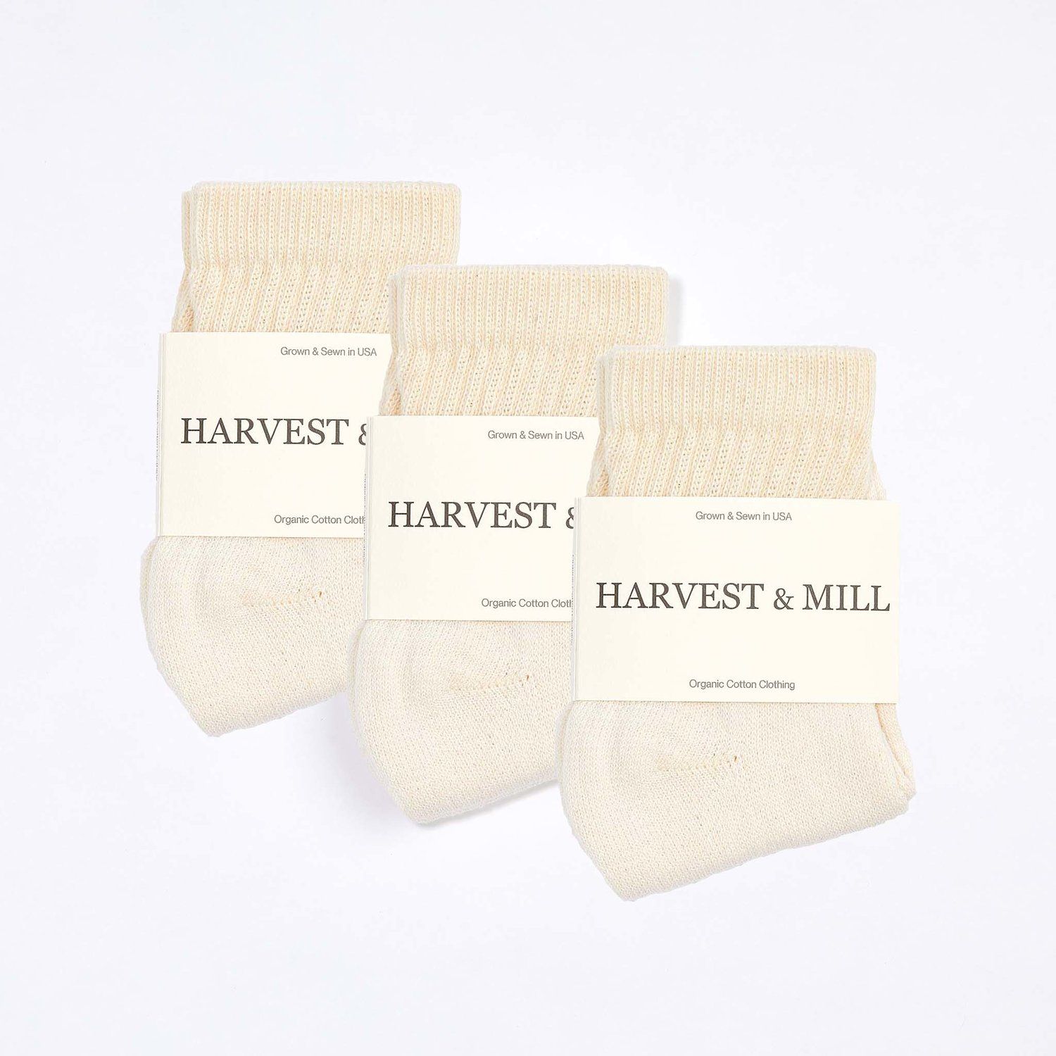 Women's 3 Pack Organic Cotton Socks Natural-White Ankle — Harvest & Mill | organic cotton cloth... | Harvest and Mill