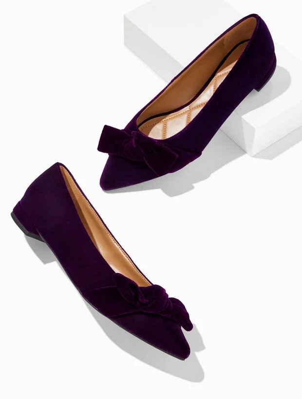 Portia Bow Velvet Flats | Talbots