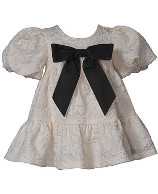 Bonnie Baby Baby Girls Bow Detail Jacquard Dress - Macy's | Macy's