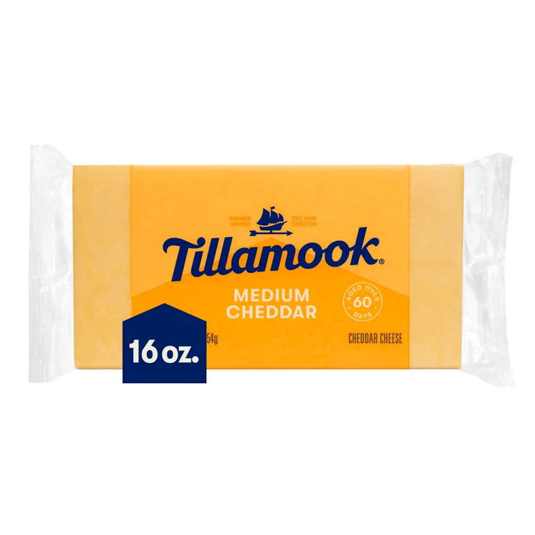 Tillamook Medium Cheddar Cheese Block, 1 lb (Aged 60 Days) | Walmart (US)