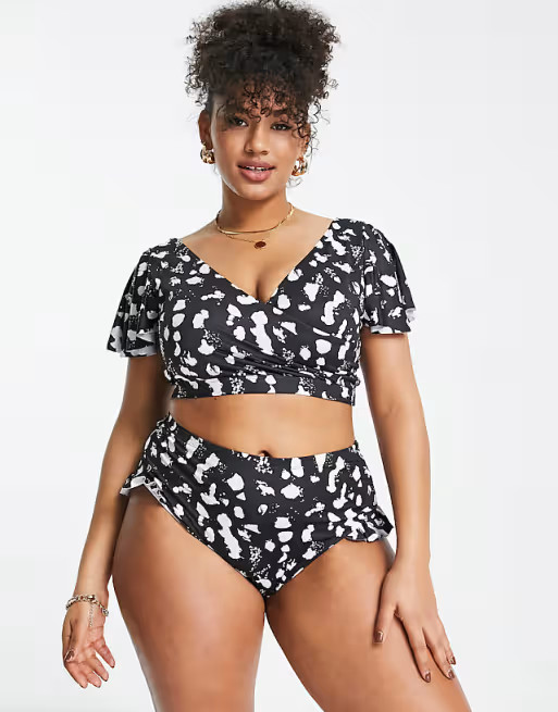 ASOS DESIGN Curve recycled mix and match bikini in mono spot | ASOS | ASOS (Global)