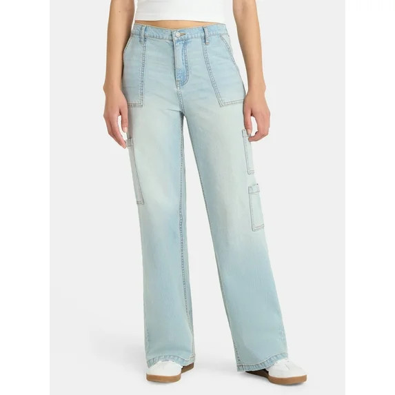 No Boundaries Wide Leg Cargo Pants, 31.5'' Inseam, Women's | Walmart (US)