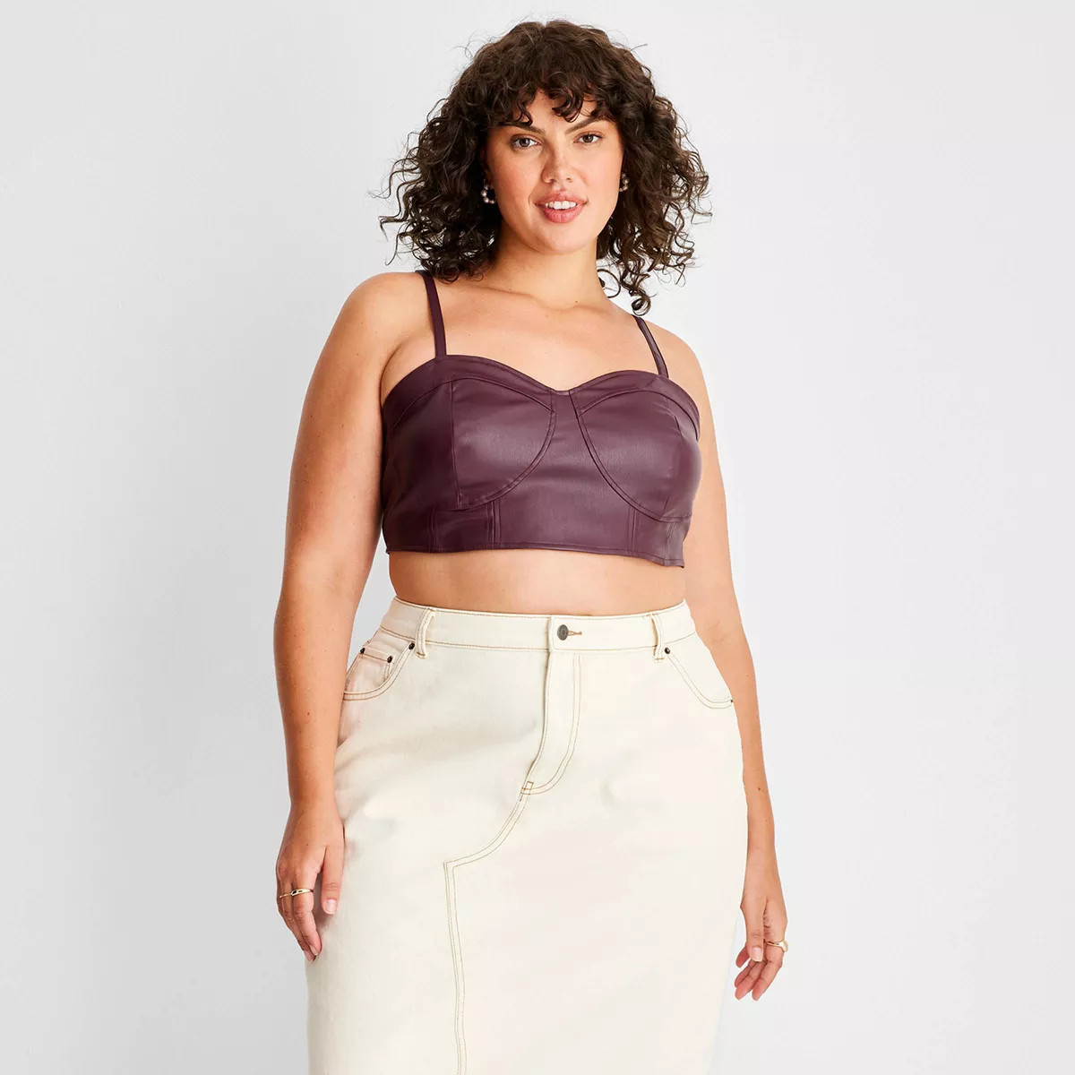 Women's Strappy Faux Leather Tiny Top - Future Collective™ with Reese Blutstein Red | Target