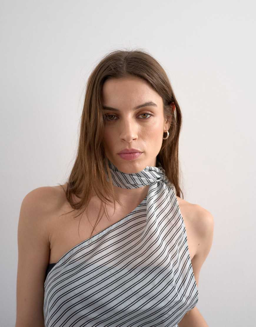 Topshop halter scarf detail top in blue stripe | ASOS (Global)